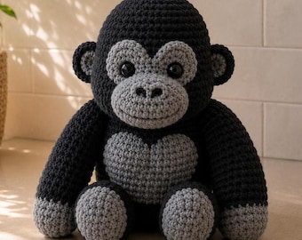 Gorilla Crochet PDF Pattern – Cute Baby Gorilla Amigurumi with Detailed Instructions, Soft Handmade Toy for Kids, Instant Digital Download