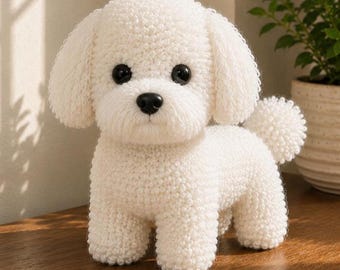Bichon Frise Crochet PDF Pattern – Fluffy Puppy Amigurumi with Detailed Instructions, Handmade Toy for Kids, Instant Digital Download