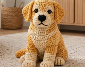Labrador Crochet Pattern PDF – Natural Handmade Amigurumi Puppy Toy for Kids, Easy Step by Step DIY, Instant Digital Download