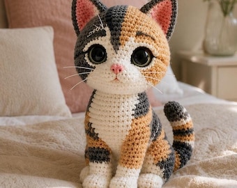 Cute Cat Crochet Pattern PDF – Soft Handmade Amigurumi Kitten Toy for Kids, Easy Step by Step DIY, Instant Digital Download