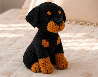 Rottweiler Crochet PDF Pattern – Loyal Puppy Amigurumi with Detailed Instructions, Handmade Toy for Kids, Instant Digital Download