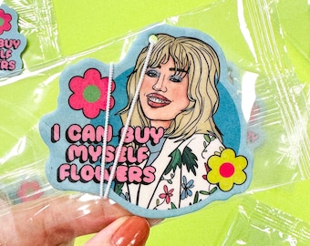 buy myself flowers city car Air Freshener, Funny Gifts, Funny Car Air Freshener, Fun Car Accessories, pop girl, spring, New Driver Gift