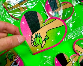 Pink and Green Witch Car Air Freshener, Funny Gifts, Funny Car Air Freshener, Fun Car Accessories, pop culture, New Driver Gift