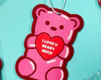 love you beary much Air Freshener, Funny Gifts, Funny Car Air Freshener, valentines day, gift for her, kawaii, cute, New Driver Gift