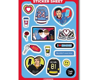 heated rivalry, hockey romance sticker sheet, lgbtq, gay love, ice hockey, fun