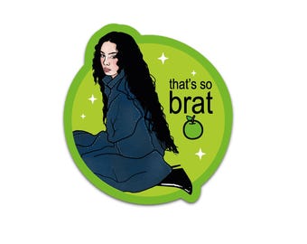 brat, charli, sticker, retro stickers, 2000s, shiny PVC vinyl, 365 party girl, pop culture
