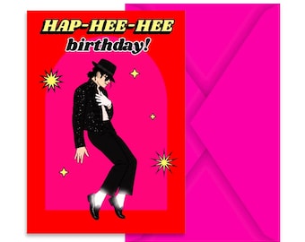 Hap-Hee-Hee Birthday Card | Iconic Pop Star Inspired Birthday Card | Funny Music Lover Gift | Dance Birthday Card