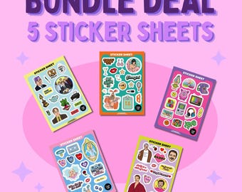 BUNDLE DEAL: 5 sticker sheets, stickers, funny, pop culture, gift for him/her/mom/dad/brother/sister