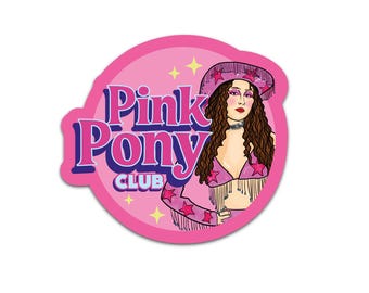 pink pony club, sticker, retro stickers, 2000s, shiny PVC vinyl, lgbtq, gay sticker, rainbow, pop culture