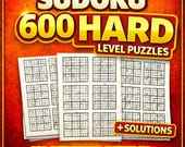 600 Hard Sudoku Puzzles Printable PDF – Large Print Brain Games (Digital Download)