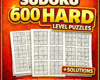 600 Hard Sudoku Puzzles Printable PDF – Large Print Brain Games (Digital Download)
