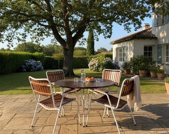 Danish Teak Garden Dining Set – 1960s Mid-Century Modern Outdoor Table Chairs