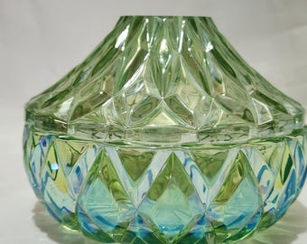 Iridized Green Crystal 2 Piece Fairy Lamp for Candles or LEDs