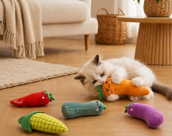 Mint Catnip Vegetable Toy Set Interactive Plush Gift for Pet Lovers