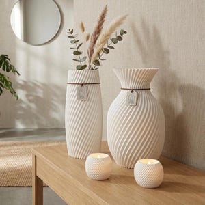 3er Deko Vasen Set | Minimalistische Designvasen für moderne Wohndeko & Tischdeko | Skandi Vasen, Japandi Vasen Set, Coffee Table Dekoration