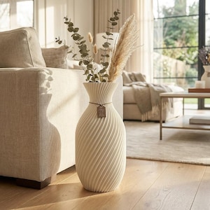 XL Vase modern groß | Bodenvase Pampasgras | große Vase Wohnzimmer Deko | minimalistische Vase | Trockenblumen Vase Skandi