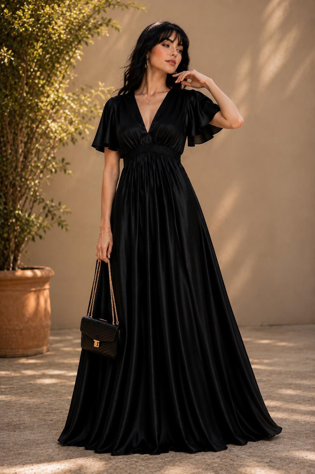 Long Black Bridesmaid Dress Plus Size
