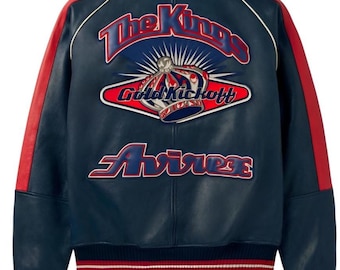 Chaqueta bomber vintage Avirex Kings Varsity, abrigo de piel auténtica de vaca, chaqueta de cuero para deportes de motor