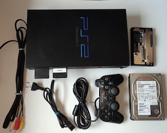 PS2 + 2 TB harde schijf + softmod/FMCB + accessoires
