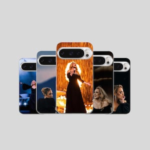 May include: A collection of five phone cases featuring images of a singer performing on stage. The cases showcase different concert moments, with the singer in a black dress, and various stage backgrounds. The cases have a glossy finish.