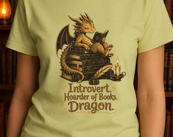 Boek drakenshirt, introvert drakenleesshirt, gezellig fantasielezercadeau