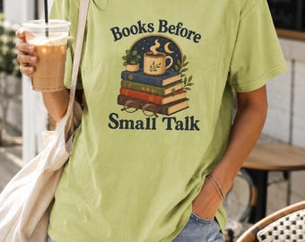 Introvert boekshirt, Books Before Small Talk, grappig Reader-T-shirt