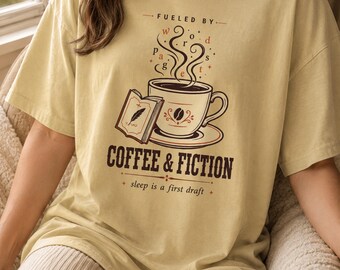 Coffee And Fiction Shirt, Cozy Reader Tee, Book Lover Coffee Gift