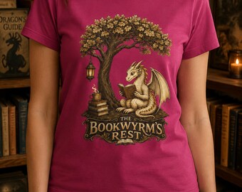 Gezellig Bookwyrm-shirt, grappig drakenshirt, leuk leescadeau