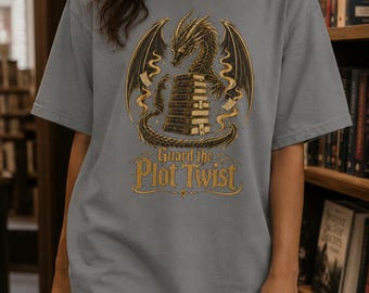 Boek drakenshirt, Guard The Plot Twist-T-shirt, Fantasy Reader-cadeau