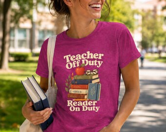 Boekenshirt voor leraar, leraar buiten dienst met dienstdoende lezer, lezing-T-shirt