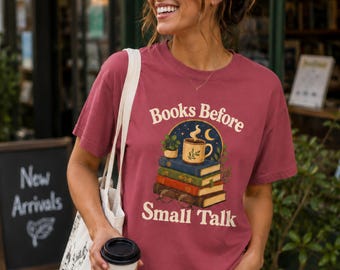 Comfort Colors Introvert Book-shirt, Books Before Small Talk, vintage Reader-T-shirt