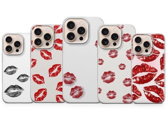 Kisses Handyhülle – Cute Lips Aesthetic Cover für iPhone 17 Air 16e Pro Max 15 14 13 12 11 | Samsung S26 S25 FE | Google Pixel 10