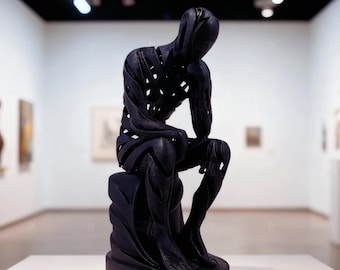 Abstrakter Denker Skulptur, moderne minimalistische Statue, schwarze Kunst Figur, Schreibtisch Dekor, ästhetisches Hauptdekoration Geschenk
