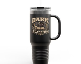 Taza de viaje con estampado de búho estilo Dark Academia / Vaso térmico de 40 oz