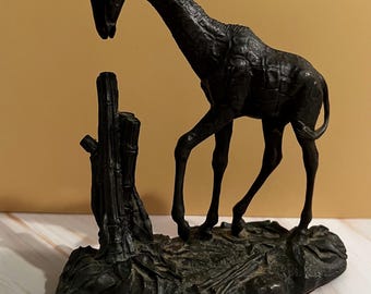 Franklin Mint Bronze Giraffe Figurine Sculpture (Giraffa camelopardalis)