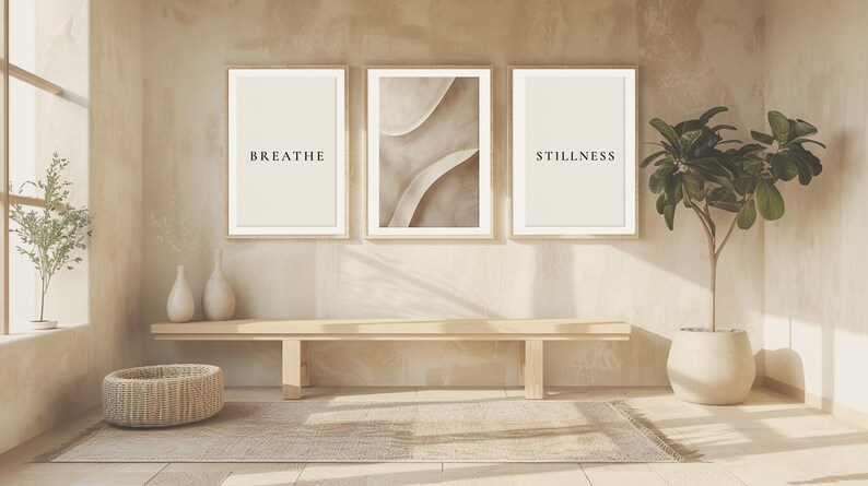 Set of 3 Minimalist Neutral Wall Art, Abstract Plaster Quote Prints ...
