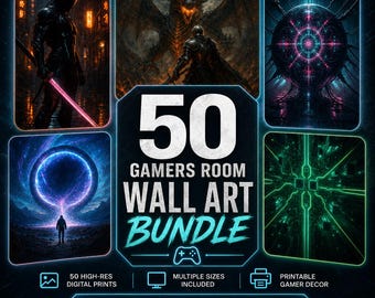 Paquete de láminas decorativas para videojuegos / 50 pósteres digitales para gamers / Decoración para sala de juegos / Decoración para dormitorio de niños / Arte para la pared de la sala de juegos / Regalo para gamers