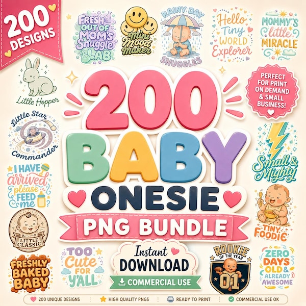 200 Baby PNG Bundle,Newborn Sublimation Designs,Funny Baby Onesie Quotes,Baby Shower,DTF Transfers,Infant Apparel,Digital Download