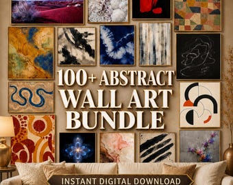 Láminas de arte abstracto, más de 100 láminas imprimibles para pared, paquete para galería de arte, póster minimalista bohemio neutro, arte de pared grande, decoración moderna para el hogar.