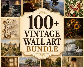 Paquete de láminas decorativas vintage para pared, más de 100 láminas para galería de arte campestre francés, láminas botánicas de estilo rústico, descarga digital.