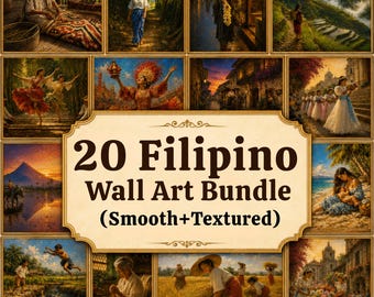 Paquete de arte mural filipino, 20 láminas vintage de Filipinas, decoración de la herencia filipina, estilo bohemio tradicional, regalo cultural.