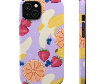 Fruity Banana Strawberry Orange Phone Case Hand-Drawn| Magnetic Impact-Resistant Case