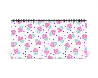 Pink Cupcake Pattern Desktop Calendar | Spiral Desk Planner