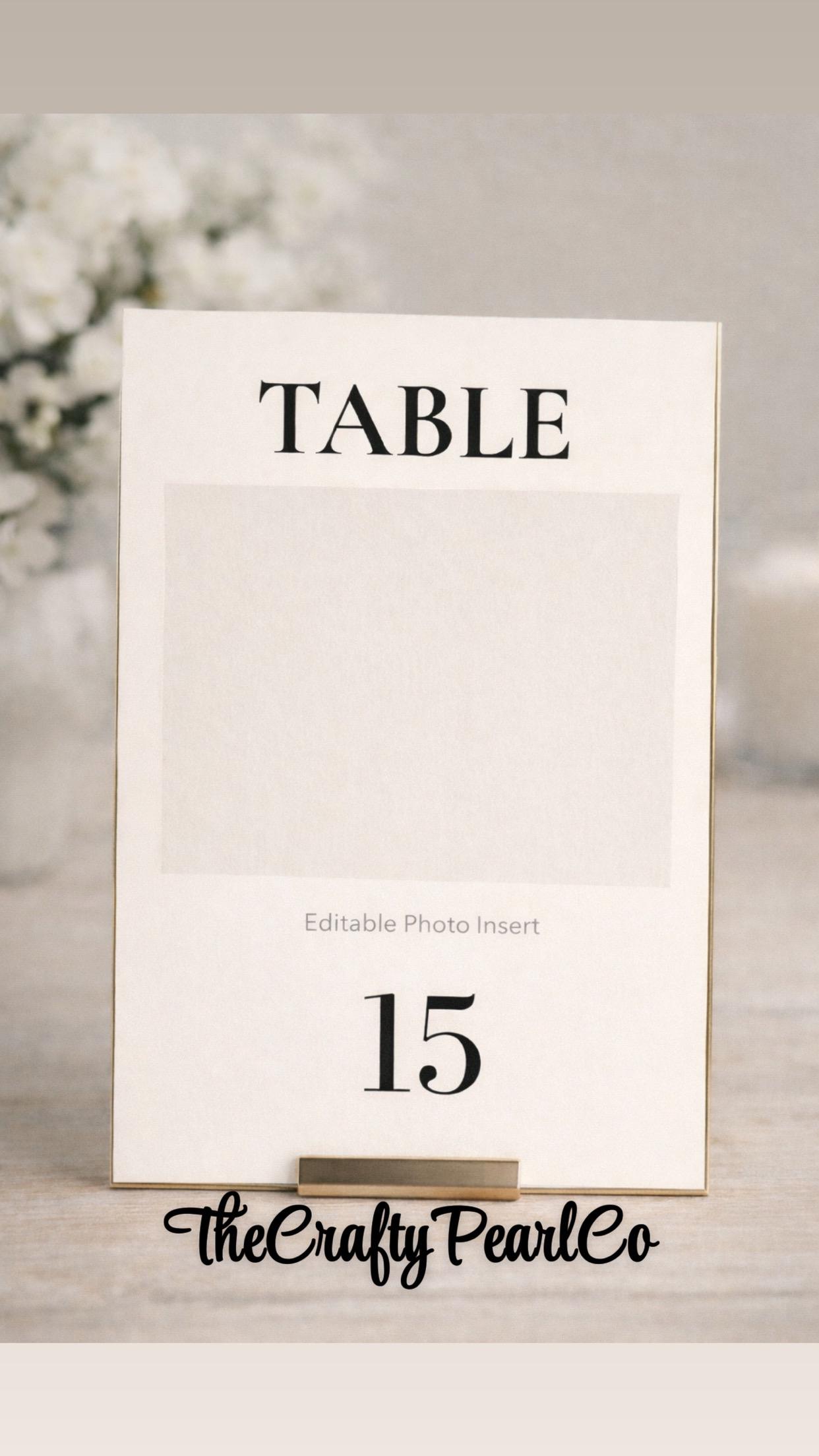Editable Wedding Table Numbers With Photo | Canva Template (digital ...
