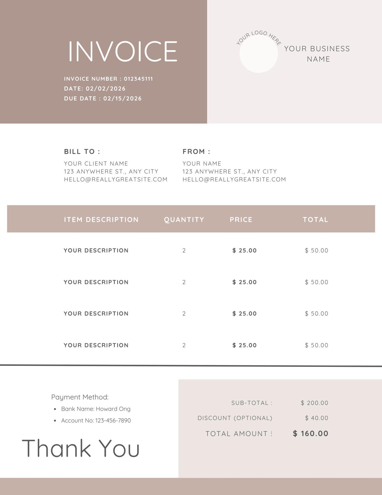 Rv Invoice Landlord Invoice Template Canva | Rental Property Invoice | Editable ...