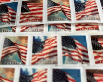 Self stick letter mail postage forever works us flag