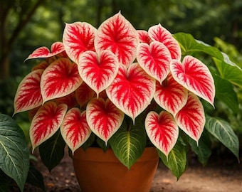 Bulbos de Caladium Crimson Sky – Plantas tropicales de sombra