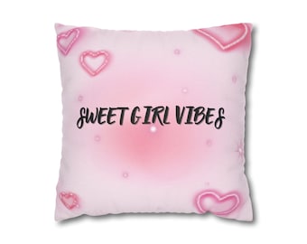 Örngott med söta flickvibbar | Dekorativt örngott i rosa hjärta