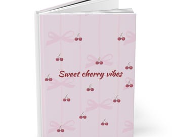 Inbunden anteckningsbok med söta körsbärsvibbar | Anteckningsbok med rosa körsbärsmönster