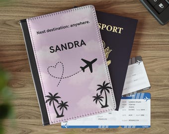 Personligt resepassfodral med flygplan och handflator